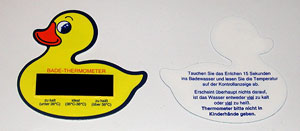 Thermometerkarte als Badethermometer